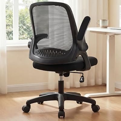 NEO CHAIR Office Desk Chair, Ergonomic Mesh with Flip-Up Arms, Dark Black