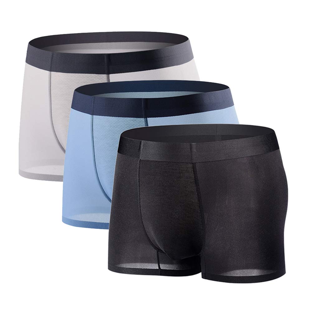 LNFINTDO3 Pack Mens Boxer Shorts Ice Silk Mesh Underwear Sexy Super Soft Breathable Anti Chafing Boxers Briefs