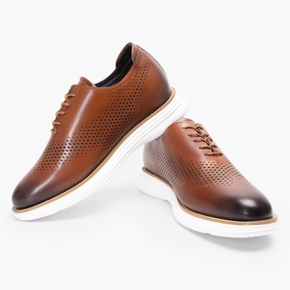 CHAMARIPA Men's Height Increase Shoes - Built-in Custom Lift Insole, Full-Grain Leather for Comfort & Breathability, Business Casual & Formal Oxford Elevator Shoes - 2.76 Inches Height Boost - Image 6