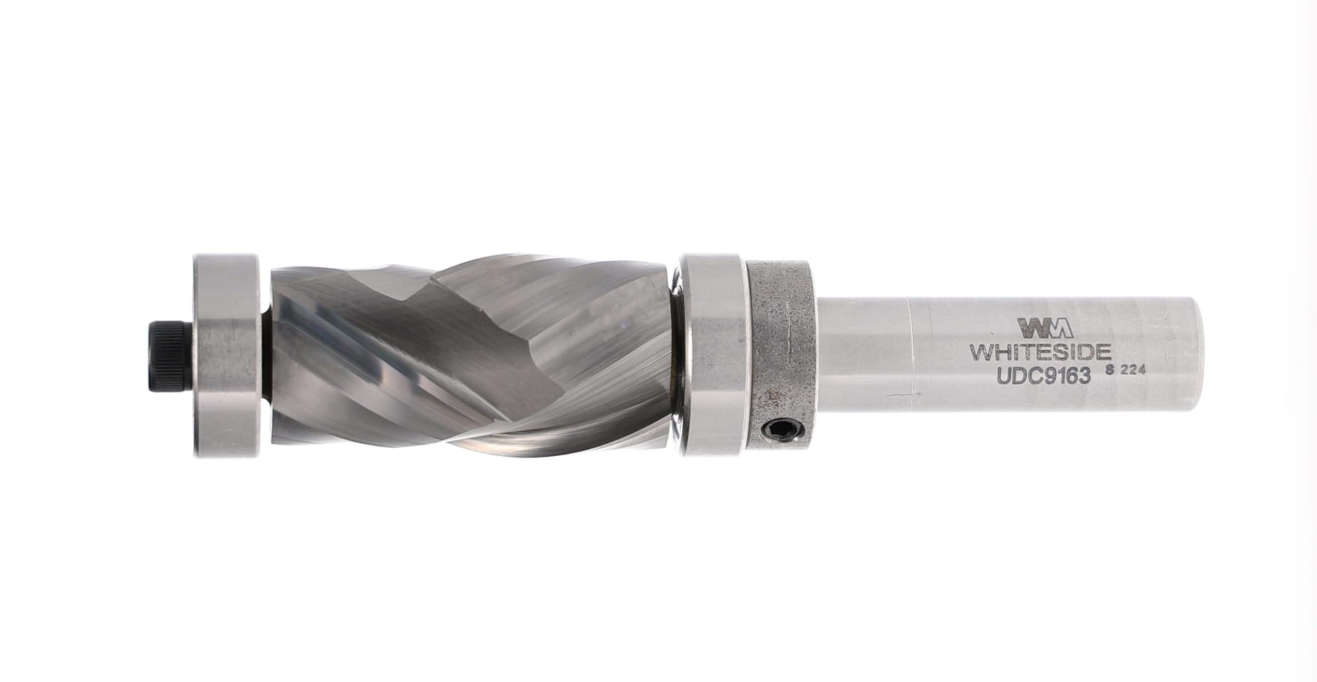 Whiteside UDC9163 Ultra-Long Ultimate 2+2 Compression Router Bit: 7/8 Inch Cutting Diameter, 1/2 Inch Shank, 1-5/8 Inch Cutting Length, Combination Bearing