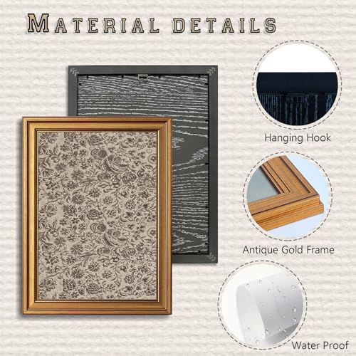 Vintage Neutral Floral Pattern Gold Framed Canvas Wall Art 12x16 inch by ILLBDR - Used condition - Image 3