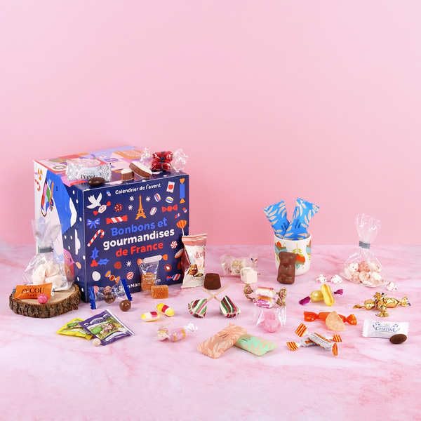 Calendrier de l'Avent Bonbons et Gourmandises de France - Décor Jeux d'Hiver - 24 sucreries emblématiques de nos régions - BienManger.com