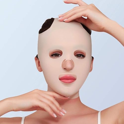 Miniatura 7 de Vendaje moldeador de cara completa, transpirable, elástico en V, cinturón de elevación que da forma a doble barbilla, reductor de barbilla, correa