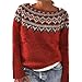 EMATOP Norweger Pullover Damen Langarm Warm Strickpullover Casual Rundhals Winterpullover Elegant Baumwolle Pullis Oberteile Winter Bequem Sweatshirt Y2K Vintage Strickpulli Feinstrickpullover