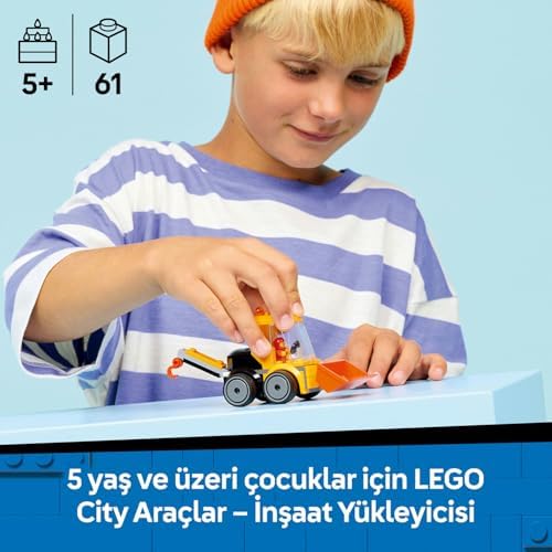 LEGO City Araçlar - İnşaat Yükleyicisi 60483 – 5 Yaş ve Üzeri Erkek ve Kız Çocuklar için İnşaat İşçisi Minifigürü İçeren Yaratıcı Oyuncak Yapım Seti, Çocuklar için Eğlenceli Hediye Fikri (61 Parça) - Görsel 5