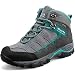 Clorts Women's Pioneer Hiking Boots Waterproof Suede Leather Lightweight Hiking Shoes Grey/Turquoise US Women Size 8.5 Medium Width