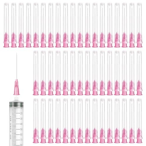 MIPIACE Lot de 120 Tubes de Distribution 18G(1,2x38mm) en Acier Inoxydable Emballées Individuellement pour Le Remplissage avec des Liquides Lubrifiants Colle Encre d'imprimante Bricolage Loisirs-Rose