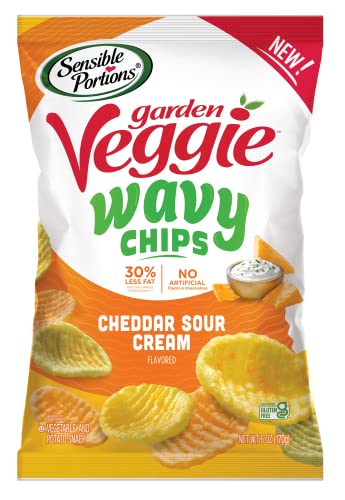 Sensible Portions Garden Veggie Wavy Cheddar Sour Cream Chips, 6