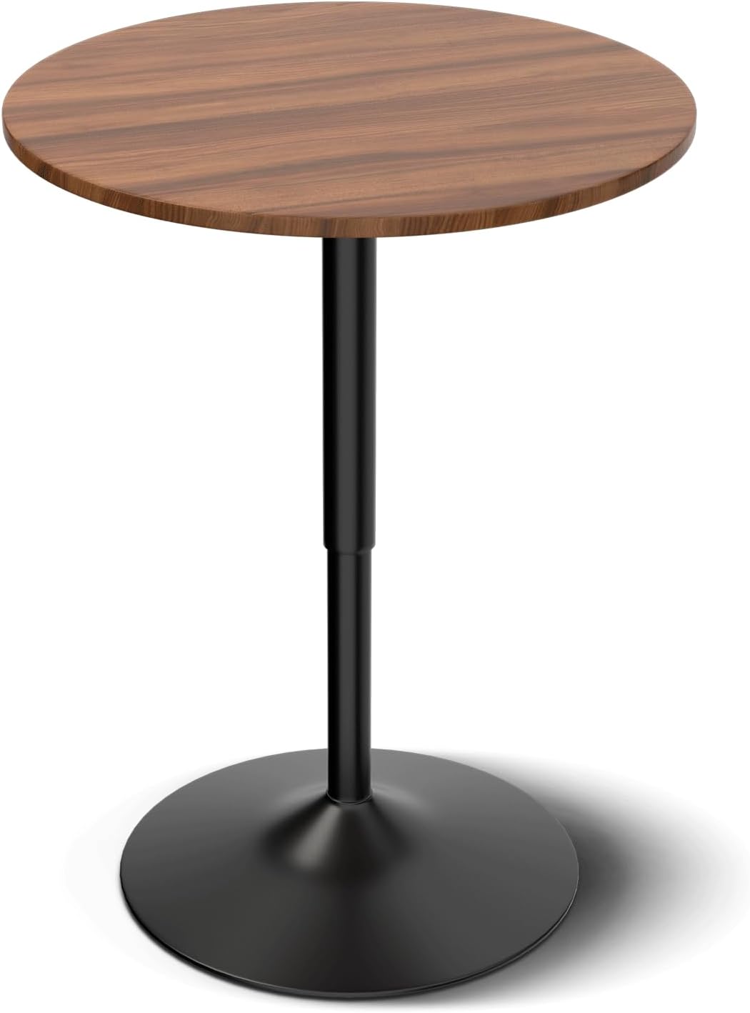 23.5 Inch Round Pub Table Cocktail Table, 27.5"- 36" Height-Adjustable, 360° Swivel Bar Table High Top Table with Metal Pole and Base, for Dining Room Kitchen Patio Bar, Brown Texture