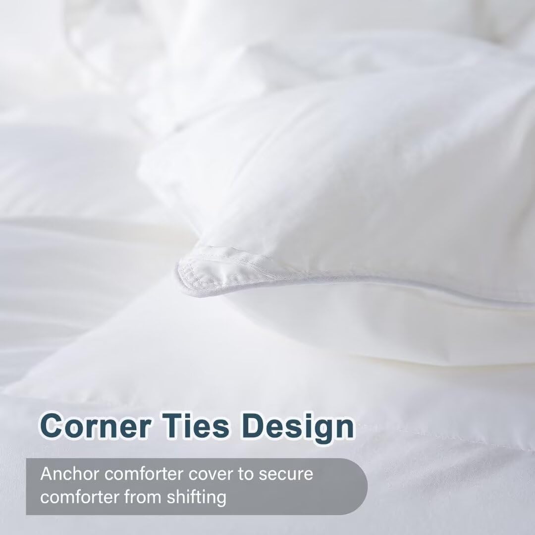 WhatsBedding King Feather Comforter, Filled with Feather and Down, White Duvet Insert - Luxurious Hotel Collection Bed Blanket Comforter - 100% Cotton Shell -King Size 102x90 Inch - Image 4