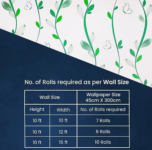 Image of Self Adhesive Decorative Peel Stick Waterproof Wallpaper Wall Decor Removable Wall Paper for Living Room Hall Decoration PVC Vinyl DIY Contact Paper 45x304cm (Leaf -1)