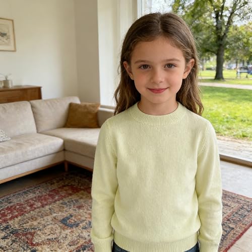 Image of CUNYI Boys Girls Crewneck Sweater Long Sleeve School Uniform Pullover Thermal Wool Solid Knit Top