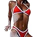 Produktbild Damen Bikini-Set Internet Push Up BH Gepolsterte Dreieck Top Bikini Set Badeanzug (M, rot)