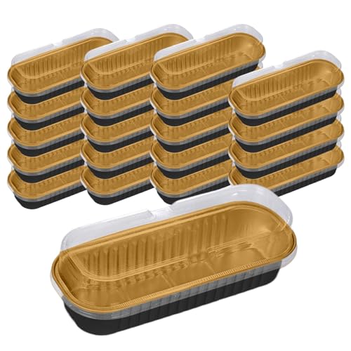 Mini molde para tartas – Juego de 200 ml de aluminio para hornear bandejas cuadradas ligeras para hornear con tapa, antiadherente, fácil de transportar, tazas de horno prácticas para el hogar