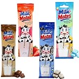 20 Milky Sip Flavored Straws for Milk - 4 Packs of Milk Flavoring Straws, 5 Each Chocolate, Strawberry, Cookies & Cream, and Bubble Gum. Magical Flavor Makes Children Eager and Love to Drink Milk