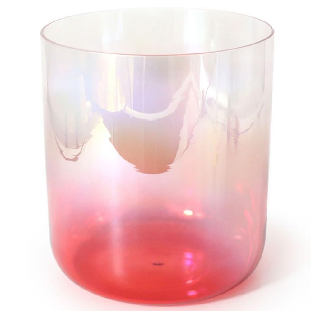 SBCGFY Crystal Singing Bowl Set, 6 Inch Clear Gradient Red Singing Bowl, 432HZ Meditation Prop, Relieves Fatigue And Anxiety, With Percussion Sticks,G Note