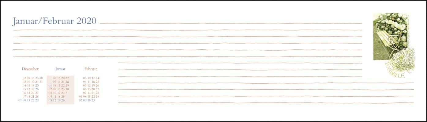 Bastin Wochenquerplaner. Tischkalender 2020. Wochenkalendarium. Spiralbindung. Format 32,5 x 9,3 cm