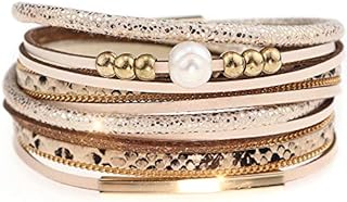 Suyi Leather Bracelet for Women Leopard Multilayer Wrap Bracelet Boho Birthday Gift