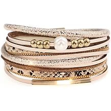 Suyi Leather Bracelet for Women Leopard Multilayer Wrap Bracelet Boho Birthday Gift