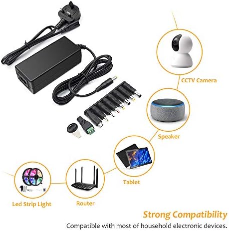 Zolt 45W Universal Power AC Adapter 5V 6V 7.5V 9V 12V 13.5V 15V 1A 2A 3A Power Supply, AC to DC Universal Adjustable Adaptor for Led Strip Light TV Box Tablet Speaker and more Electronics