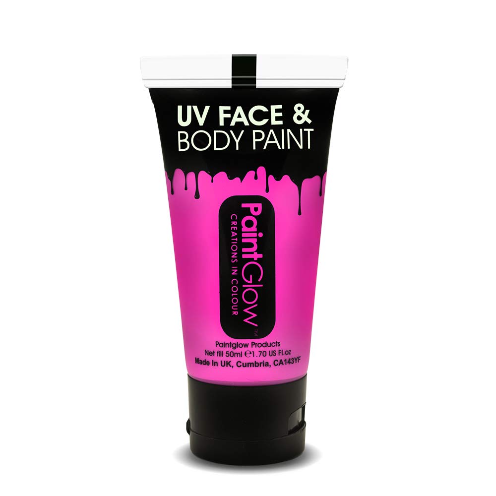 PaintGlow Wax Based UV Bright Neon Face and Body Paint 50 ml, Pink
