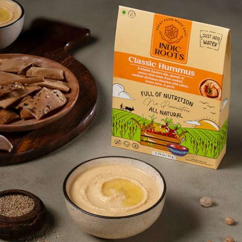 Image of Indic Roots Classic Hummus | Traditional Flavors Pantry | 50g | Just Add Water, Instant Food | Healthy Natural Ready to Eat | No MSG (Pack of 1)