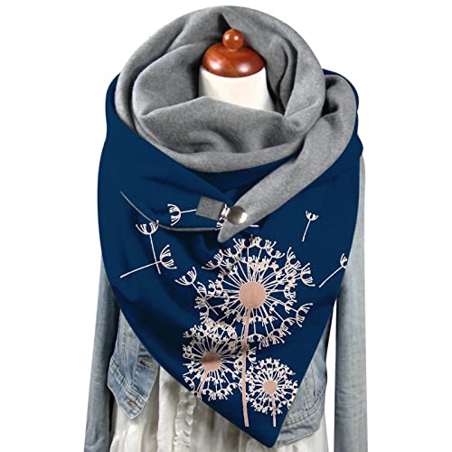 Rrunsv Schal Damen Mode Weich Weihnachten Print Schnalle Dreieckschal Warm halten Winterschal Strickschal Poncho Lauschig Baumwolle Schal Wollschals Deckenschal Frauen Strick-Pullover Umhängetuch Cover