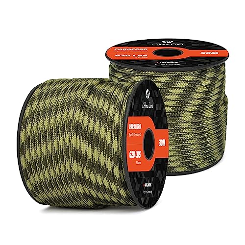 Abma Cord Paracord 620 lbs 4mm 9 Strands 100% Nylon 30M - Moss, Military-moss, 30 Meters