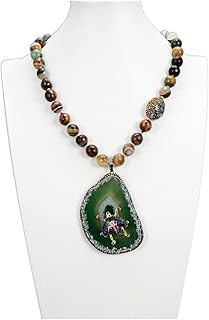 Joyería Natural Flor verde Ágata Collar Broche Enorme Cuarzo verde Ágatas Pavimentado Insecto Colgante for mujeres cumplir