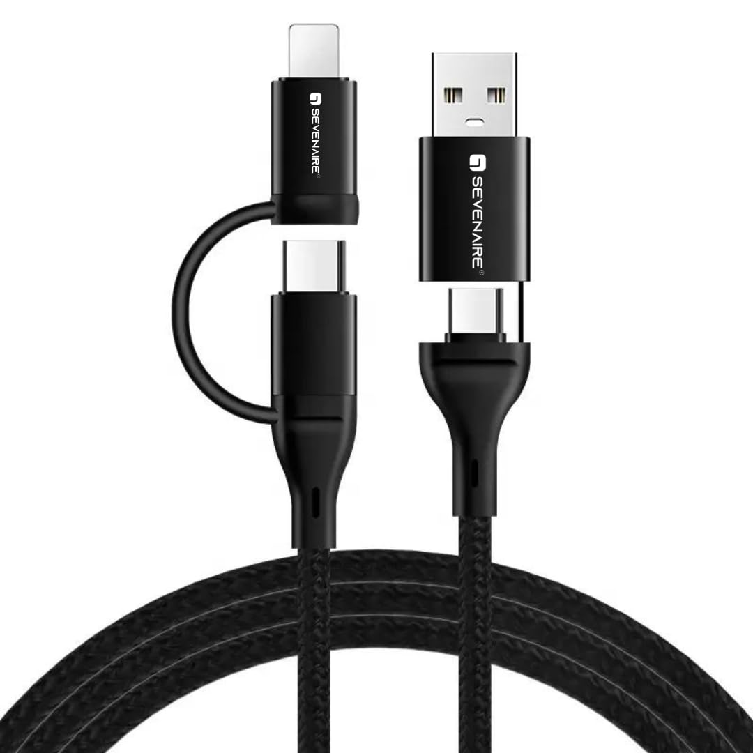 SEVENAIRE 4 in 1 Charging Cable, Braided Quad Cable [65W Fast charging] type C to lighting, type C to C,type A to Lighting, 480Mbps Data Sync, Compatible for iPhones,iPad, Mac,Type C Laptops, 1M Black (B09YMHJH39) Amazon Price History, Amazon Price Tracker