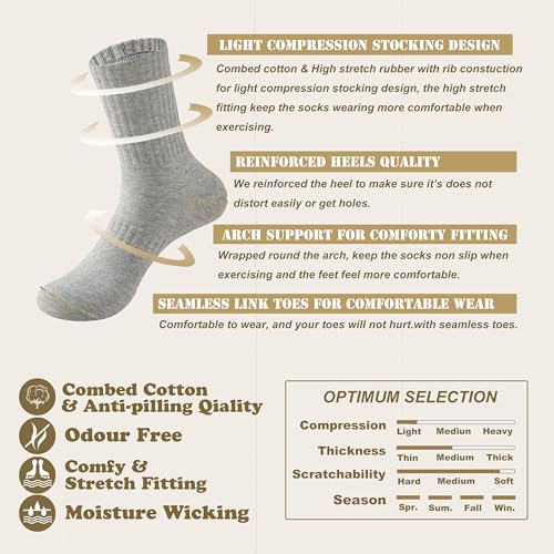 Image of MAGIARTE Womens Athletic Cotton Crew Socks Moisture Wicking Breathable Sports Casual Socks for Women 3 /5-PACK