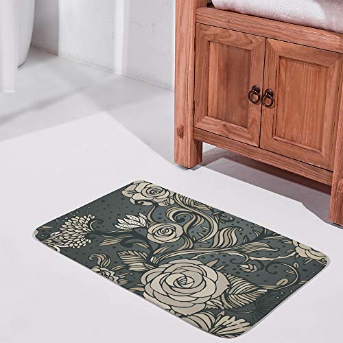 Tapis de bain floral classique gris idéal pour sortie de douche