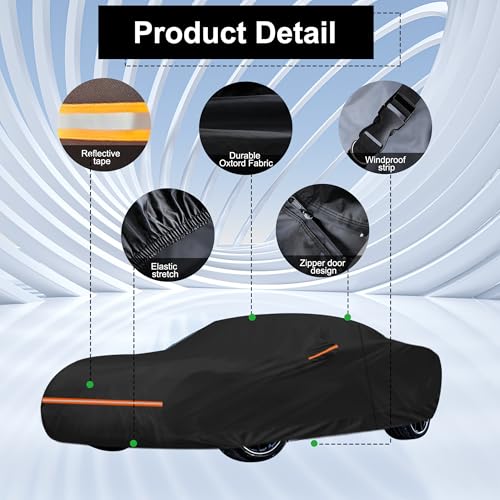 Image of Amooca Car Covers Custom Fit for Chevrolet Corvette C3 C4 C5 C6 C8 Waterproof Sun-Proof All Weather for Automobiles Snow Cover 420D with Door Zipper Cotton Lining