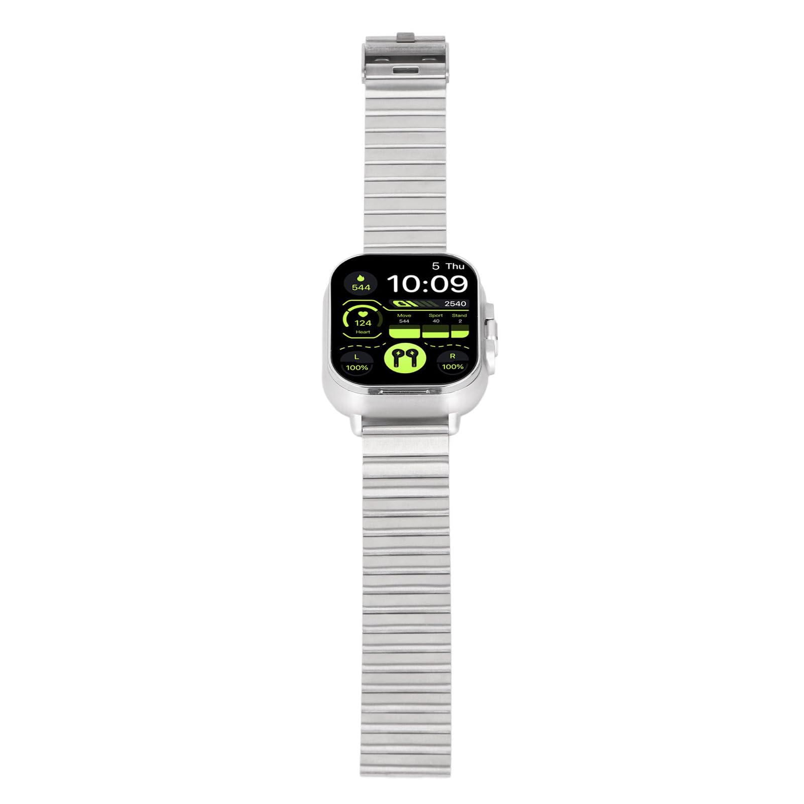 Smartwatch ze słuchawkami dousznymi, ekran dotykowy HD o przekątnej 2,01 cala, monitor aktywności, zegarek sportowy dla systemów Android i iOS (srebrna stal)