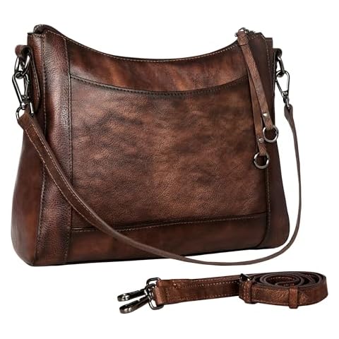 Iswee Genuine Leather Crossbody Bag Purse for Women Hobo Handbag Shoulder Bag Satchel Mini Bag(Coffee) Cover