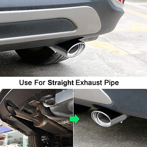 Image of Dsycar Universal Stainless Steel 1.5 inch - 2.25 inch Inlet Exhaust Tips, Fit Pipes Diameter 1.5-2.25 inch, Adjustable Car Decoration Chrome-Plated Finish Exhaust Tailpipe Tip, 3.3 inch Outlet, 5.4 inch Long