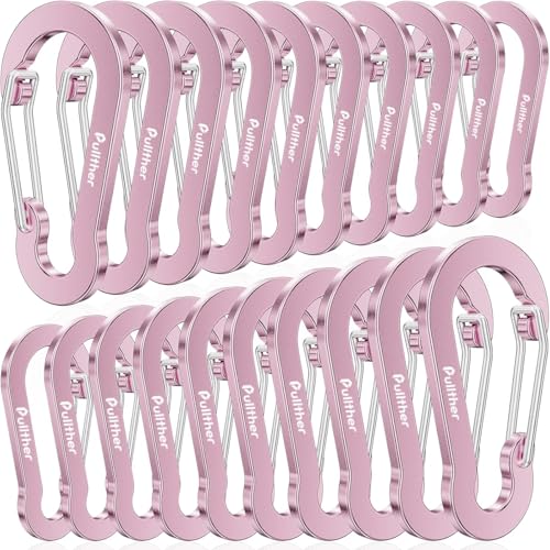 Pullther カラビナ 小型 5cm 超軽量 錆びない アルミ合金 アウトドア ガイロープ カラビナ 釣り 20個