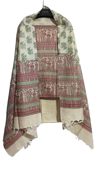 HAIDER ALI Handloom Cotton Silk Screen Print Unstitched Suit Set for Women with Dupatta | Salwar Suit Dress Material for Women & Girls | (RED)-image-40