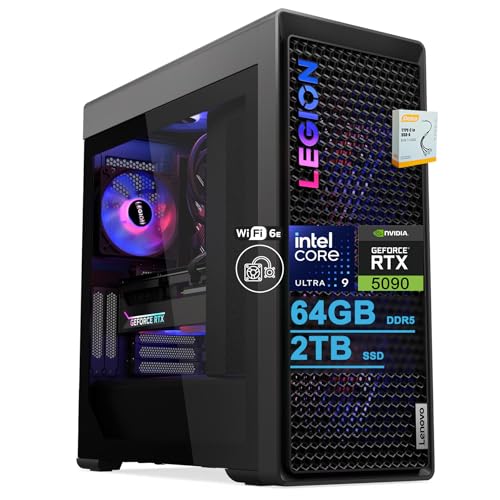 Image of Lenovo Legion Tower 7i Gen 10 Gaming AI Desktop | Intel 24-core Ultra 9 285K | 64GB DDR5 2TB SSD | GeForce RTX 5090 32GB (Up to 3352 AI Tops) | 360mm Liquid Cooler 1200W PSU Win11 w /DLCA Accessory