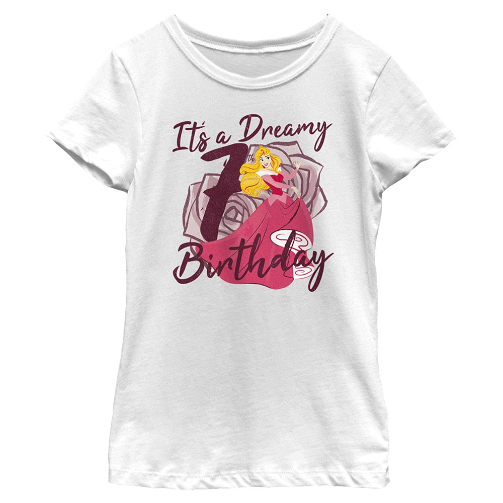 DisneyPrincess Aurora Seventh Birthday Girl's Solid Crew Tee