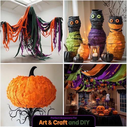 Image of 8 Halloween Streamers, 656ft Pack of Crepe Paper Party Decorations