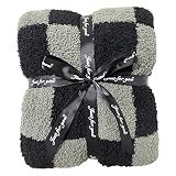 Ultra Soft Checkered Blanket Black Cozy Buffalo Check Throw Fluffy Knitted Reversible Throw Blanket