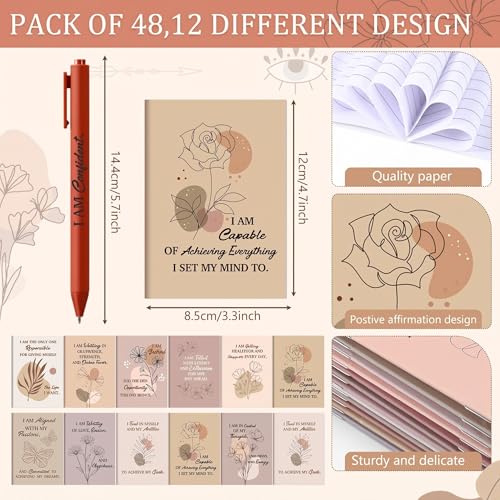Image of Mooliwe 96 Pcs Positive Affirmation Gift Set Gratitude Notebooks with Pens Small Bags Motivational Encouragement Notepads Daily Affirmations Journal for Women Stress Relief Self Care (Elegant)