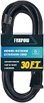 30 FT Outdoor Extension Cord - 16/3 SJTW Durable Black Electrical Cable with 3 Prong Grounded Plug, UL Listed