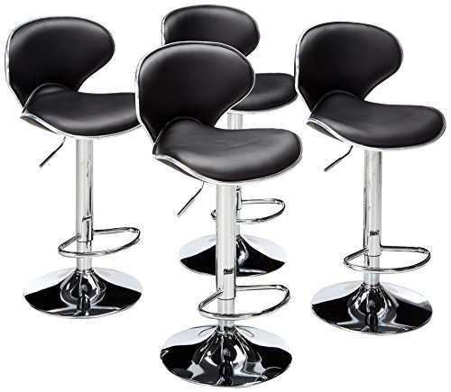 Magshion Faux Leather Adjustable Swivel Dining Counter Bar Stools Chrome Curved Seat Chair Set Of 4 #TOP28