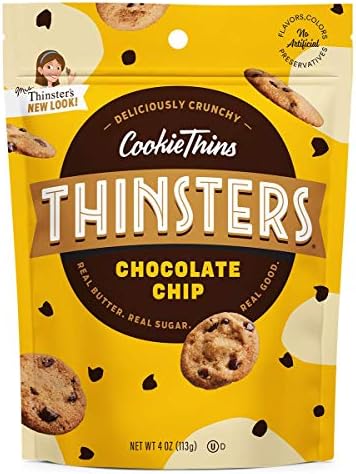 Thinsters Cookie Thins Chocolate Chip, Non GMO, Peanut Free, 4 Ounce