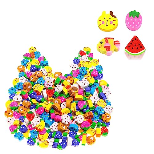 50 Pieces Mini Erasers for Kids Bulk, Animal Rubber Multipack Novelty Erasers, Novelty Animal Erasers, Cute Small Animal Fruit Erasers for Kids, Pencil Erasers for Home School Classroom Rewards