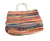 Oversized All-Cotton Chindi Tote Bag Multi-color Handmade in India Travel Tote Beach Bag