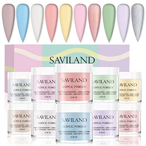SAVILAND Acrylic Nail Kit with Drill: Professional Nails Kit Acrylic Set for Beginners with Everything White Pink Clear Acrylic Powder and Liquid Set Brushes 100 Forms Manicure Tools Home Salon DIY