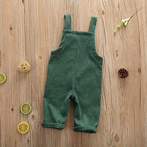 Liyamiee Baby Boy Girl Corduroy Overalls Solid Suspender Bib Pants One-Piece Strap Jumpsuit Pocket Fall Winter Outfit (Green Overall, 4-5 Years) #TOP5